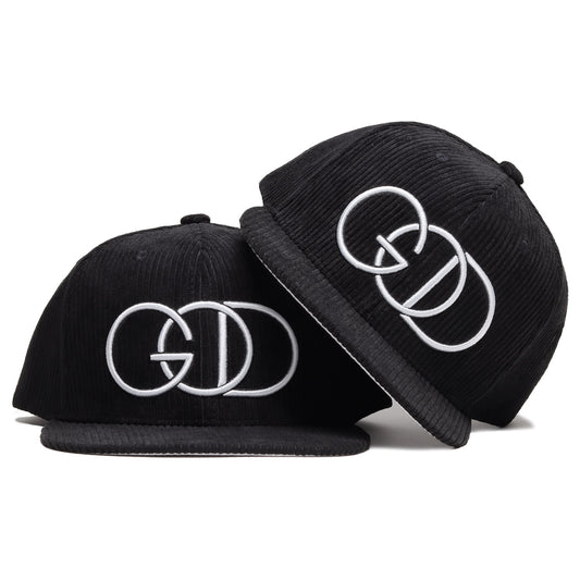 Corduroy Black Snow White Brim God Snapback